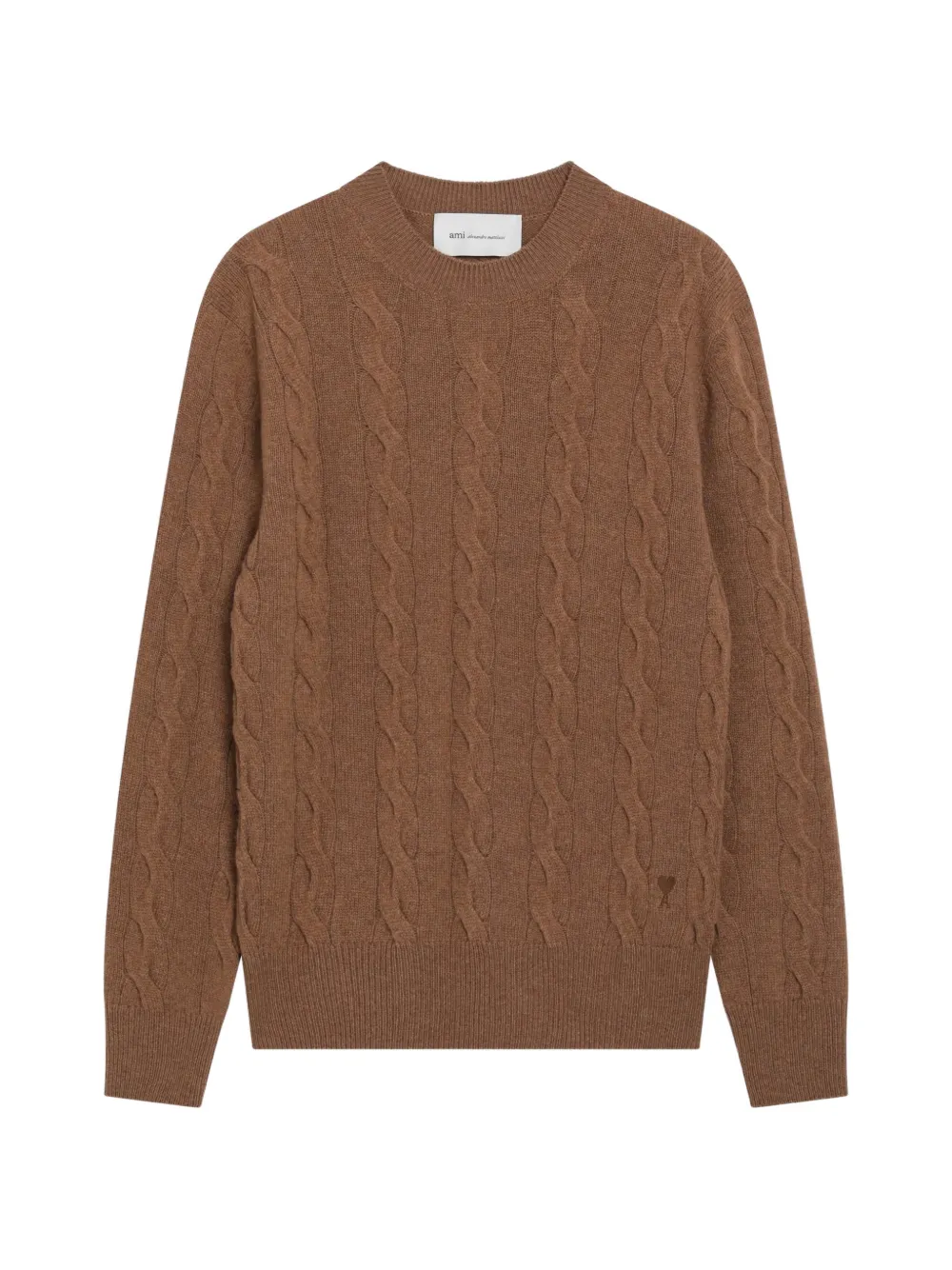 AMI Paris cable-knit crew-neck sweater Bruin
