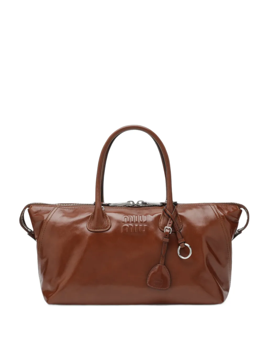 Miu Miu Borsa a spalla con logo goffrato - Marrone