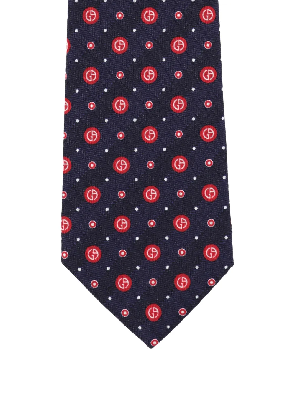 Giorgio Armani logo-print silk tie Blauw