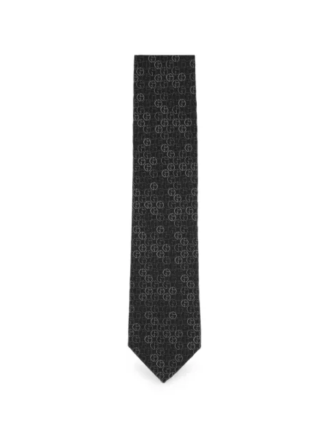 Giorgio Armani logo-jacquard silk tie