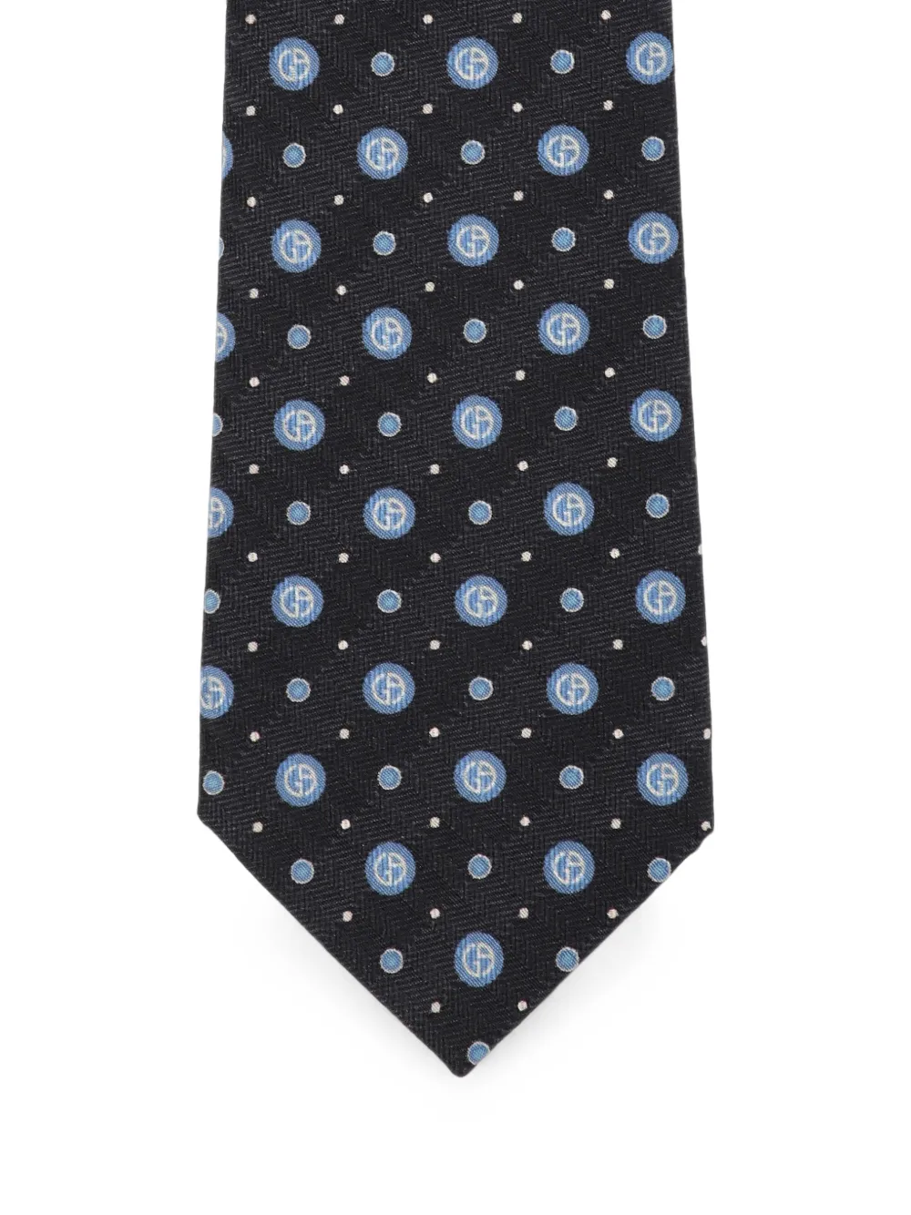 Giorgio Armani Stropdas met stippen en logoprint Zwart