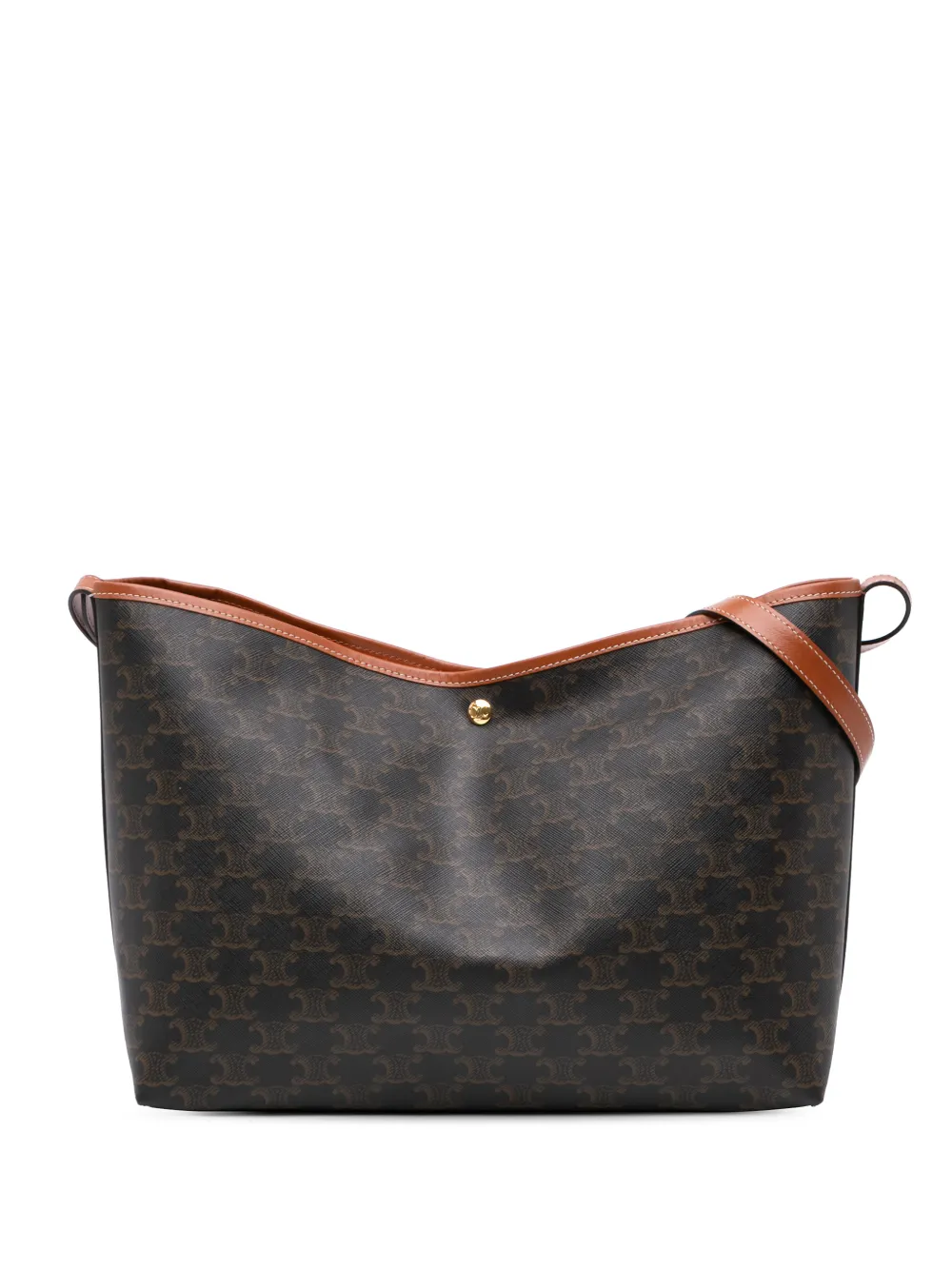 Celine Pre-Owned 2026 Triomphe Coated Canvas and Calfskin Soft Shopper Bag crossbody bag - Marrone