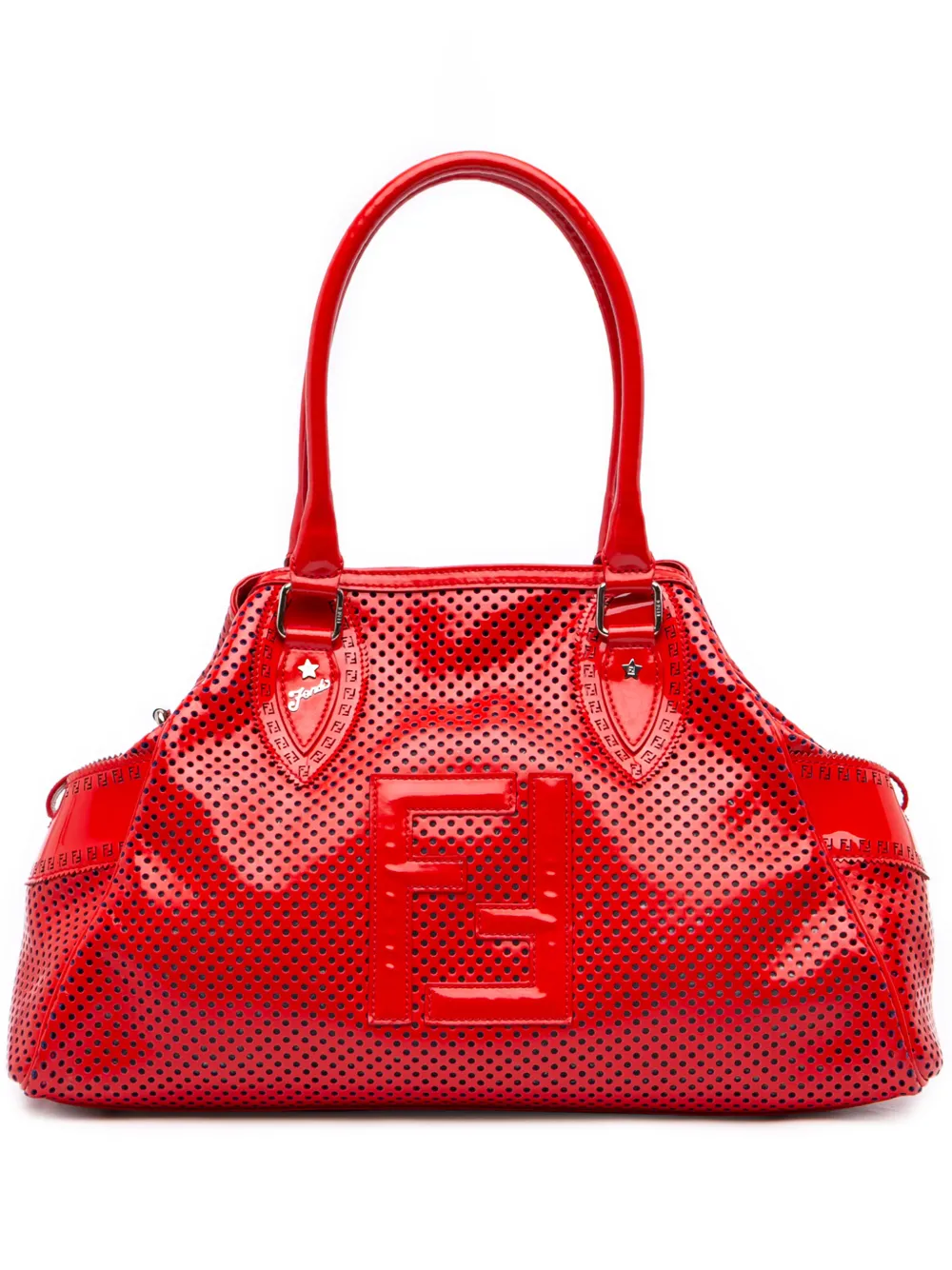 Fendi Pre-Owned 2000-2010 Perforated Patent Etniko Du Jour handbag - Rosso