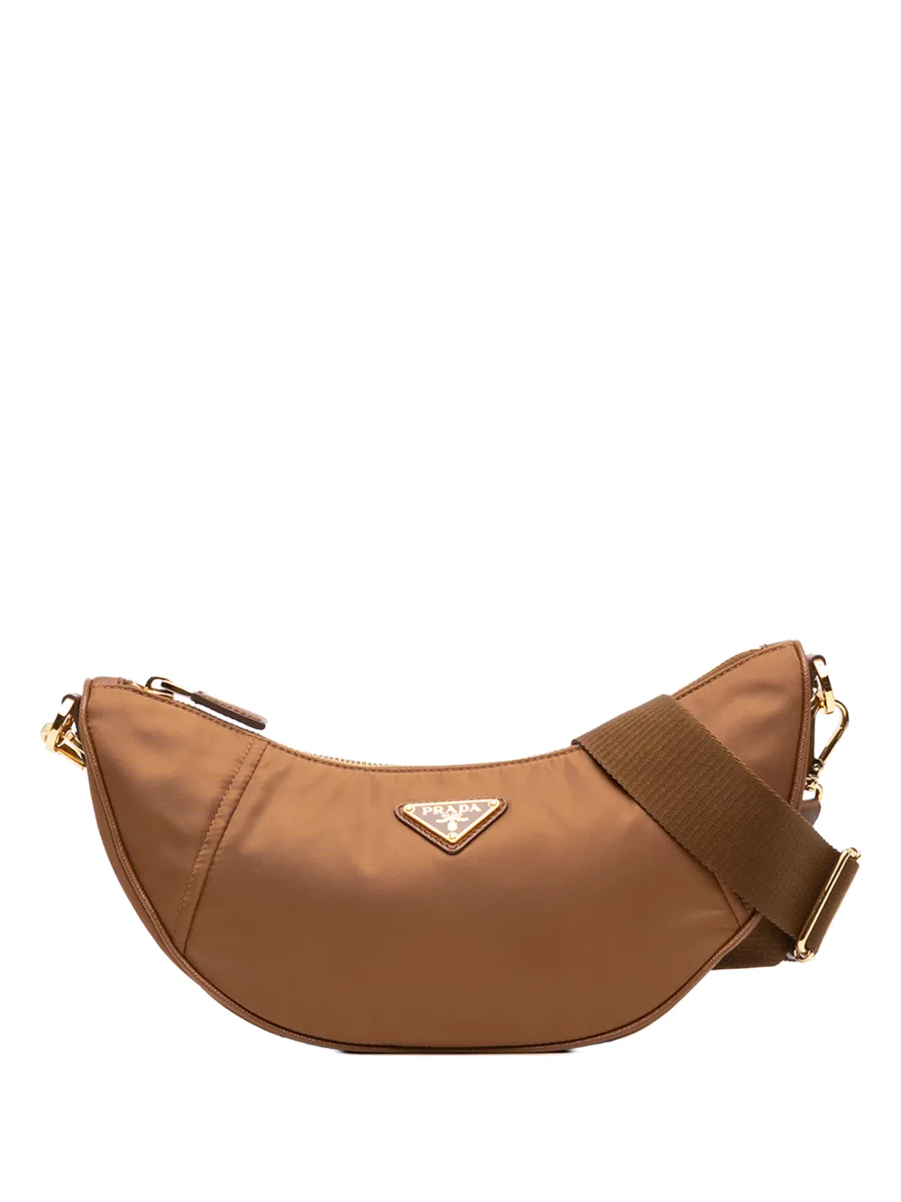 Prada Pre-Owned 2019-2026 Saffiano Trimmed Re Nylon Demi Lune satchel - Marrone
