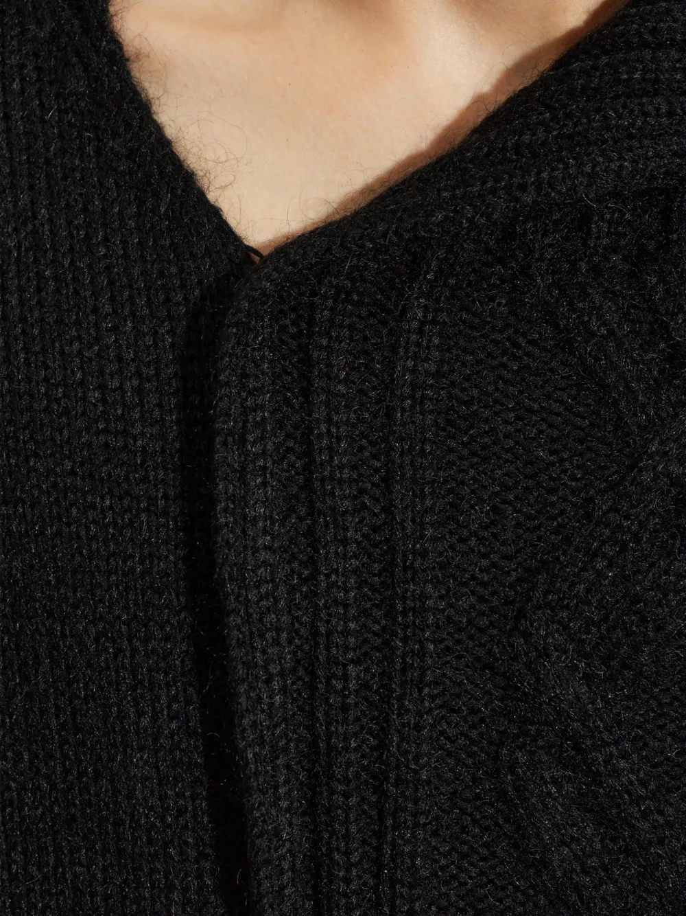 Yohji Yamamoto cable-knit asymmetric sweater Zwart