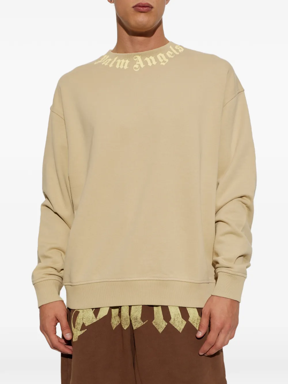 Palm Angels Sweater met logoprint Beige