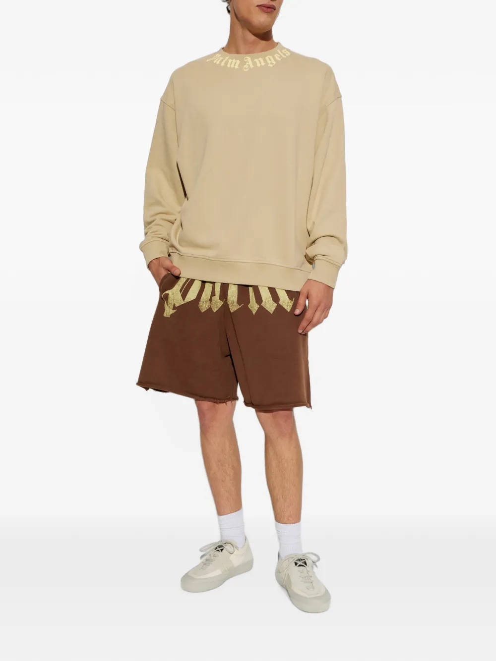 Palm Angels Sweater met logoprint Beige