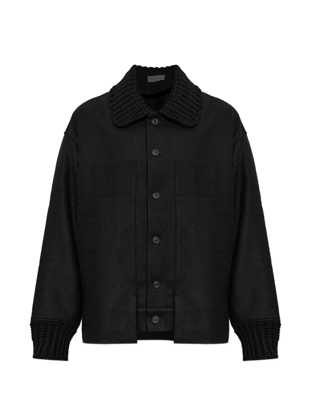 Yohji Yamamoto knit-trim wool jacket