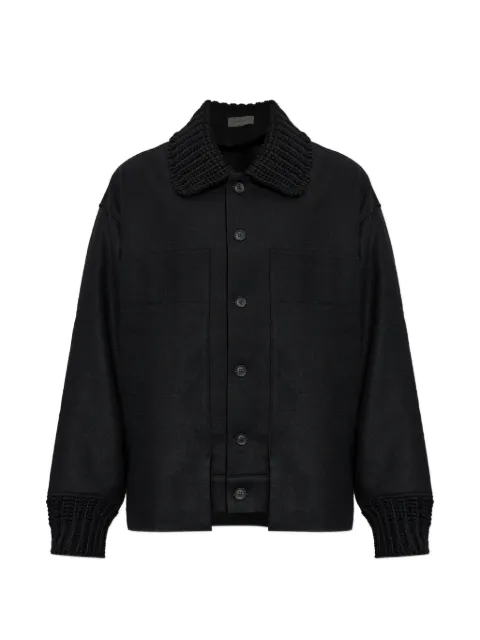 Yohji Yamamoto knit-trim wool jacket