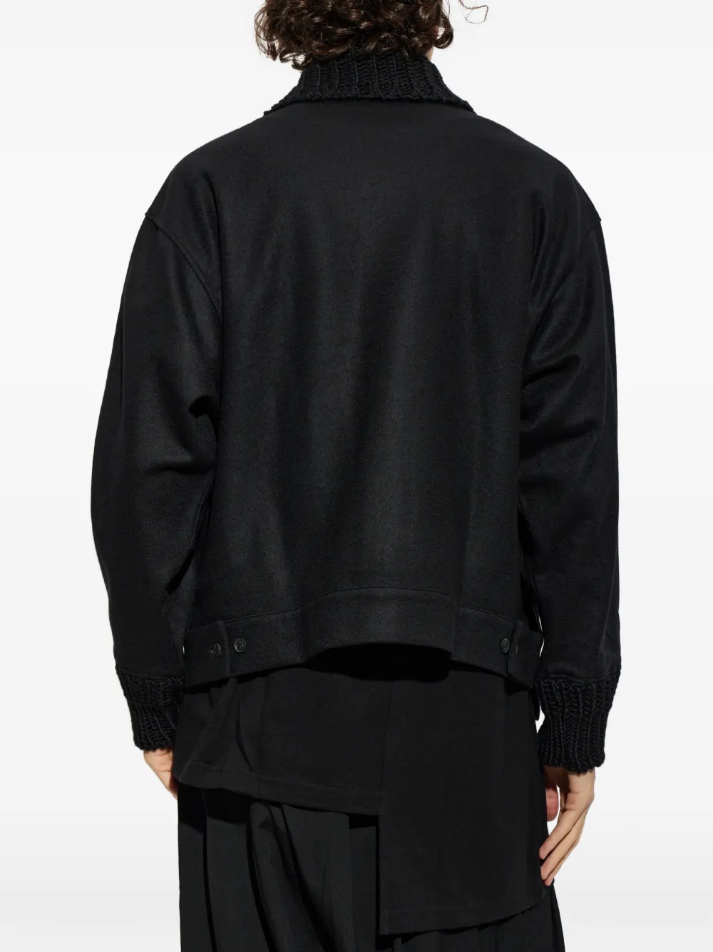 Yohji Yamamoto Shirtjack met grofgebreide afwerking Zwart