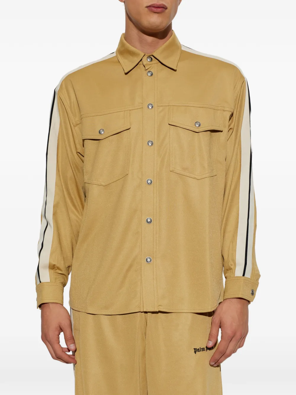 Palm Angels Overhemd met zijstreep en zakdetail Beige