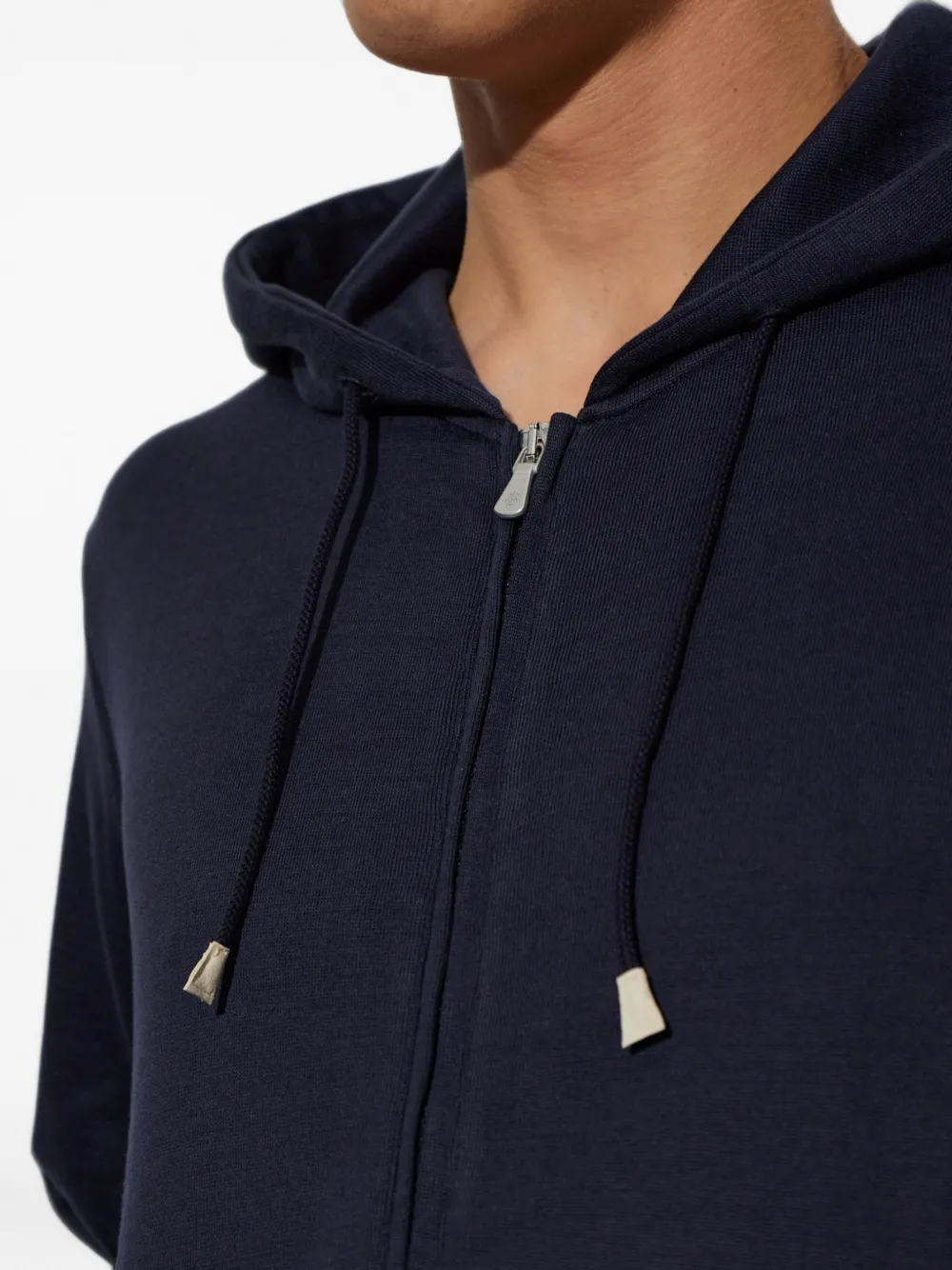 Eleventy zip-up drawstring hoodie Blauw
