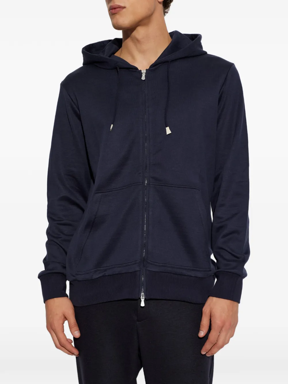 Eleventy zip-up drawstring hoodie Blauw