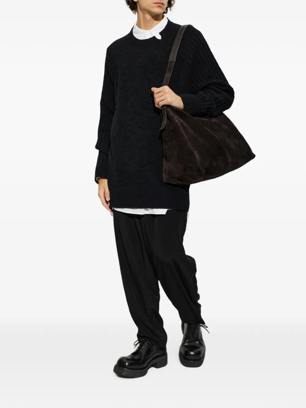Yohji Yamamoto Oversized trui met uitgesneden details Zwart