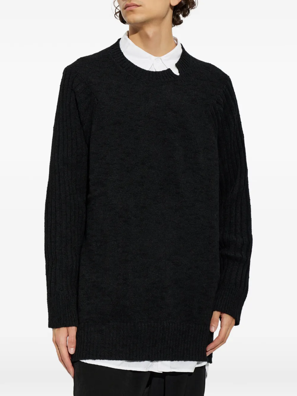 Yohji Yamamoto Oversized trui met uitgesneden details Zwart