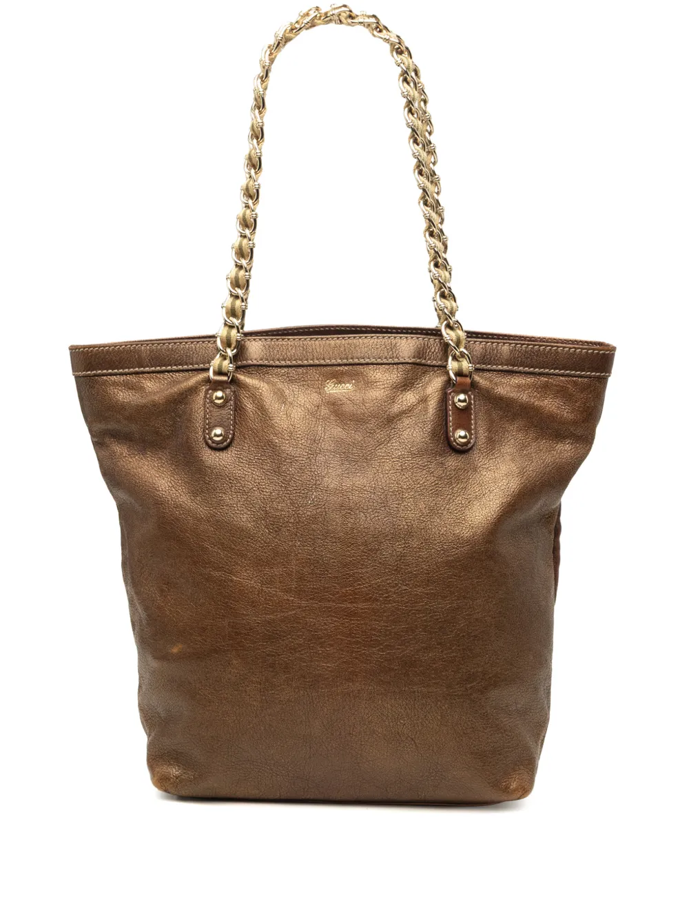 Gucci Pre-Owned 2000-2015 Metallic Calfskin Capri Chain tote bag - Marrone
