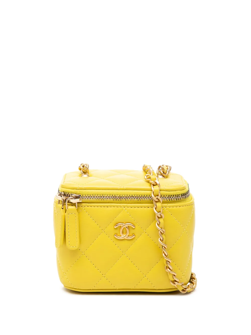 CHANEL Pre-Owned 2021-2026 Mini CC Quilted Lambskin Vanity Case With Chain crossbody bag - Giallo