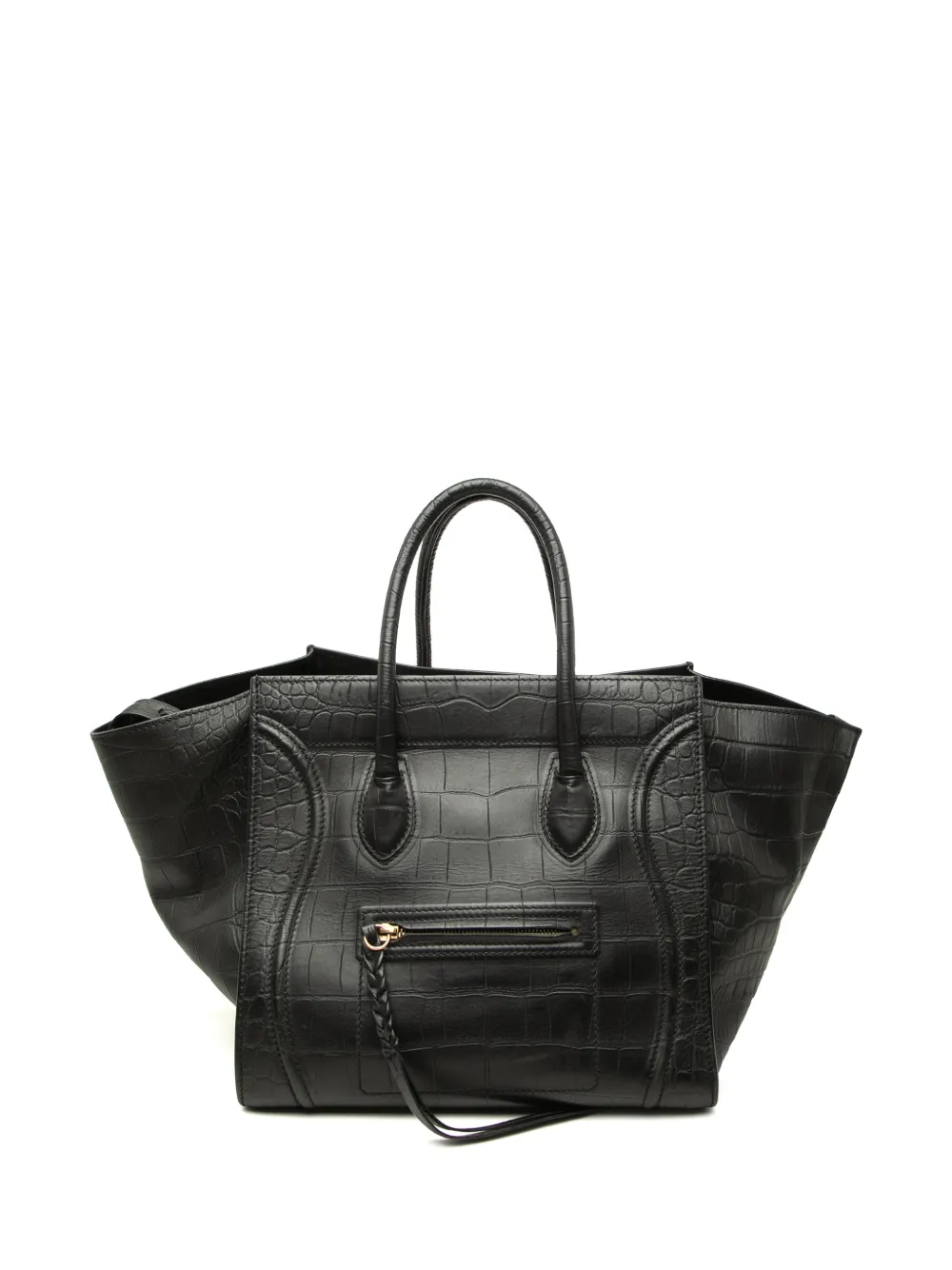 Celine Pre-Owned 2012 Medium Croc Embossed Leather Luggage Phantom tote bag - Nero