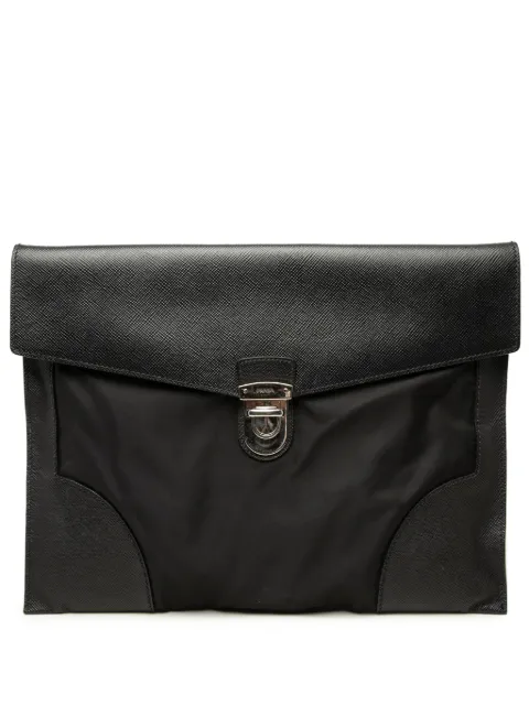 Prada Pre-Owned 2000-2026 Saffiano Trimmed Tessuto clutch bag