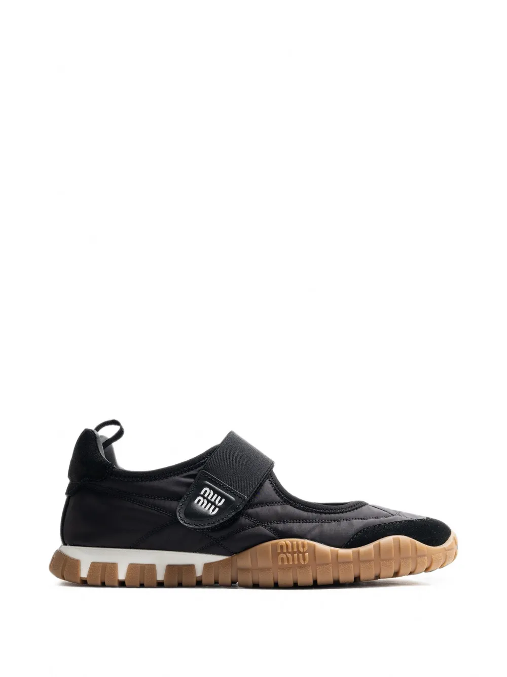 Miu Miu Tyre Ballerinas aus Funktionsstoff und Wildleder - Schwarz