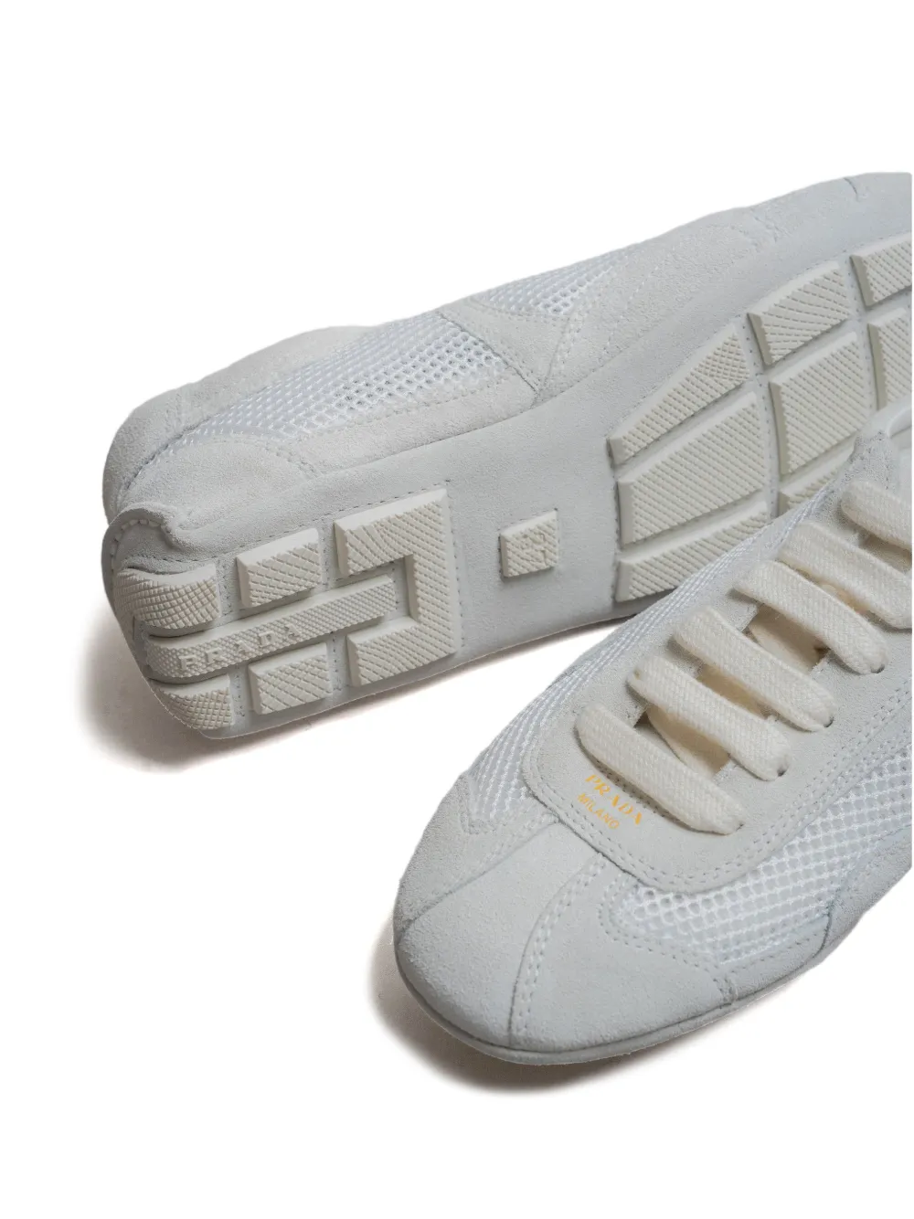 Prada panelled mesh sneakers Wit