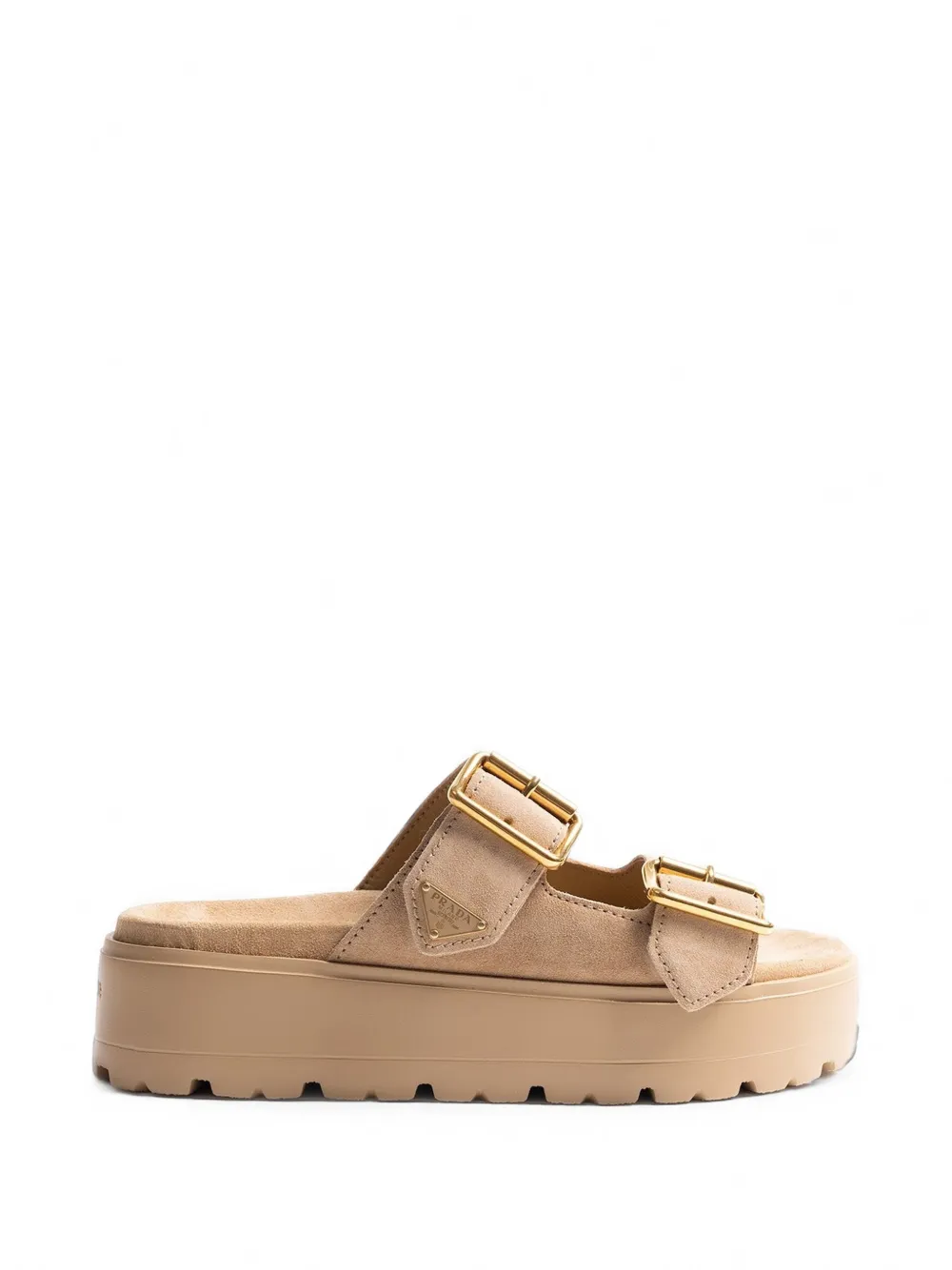 Prada buckle-fastening leather sandals Beige
