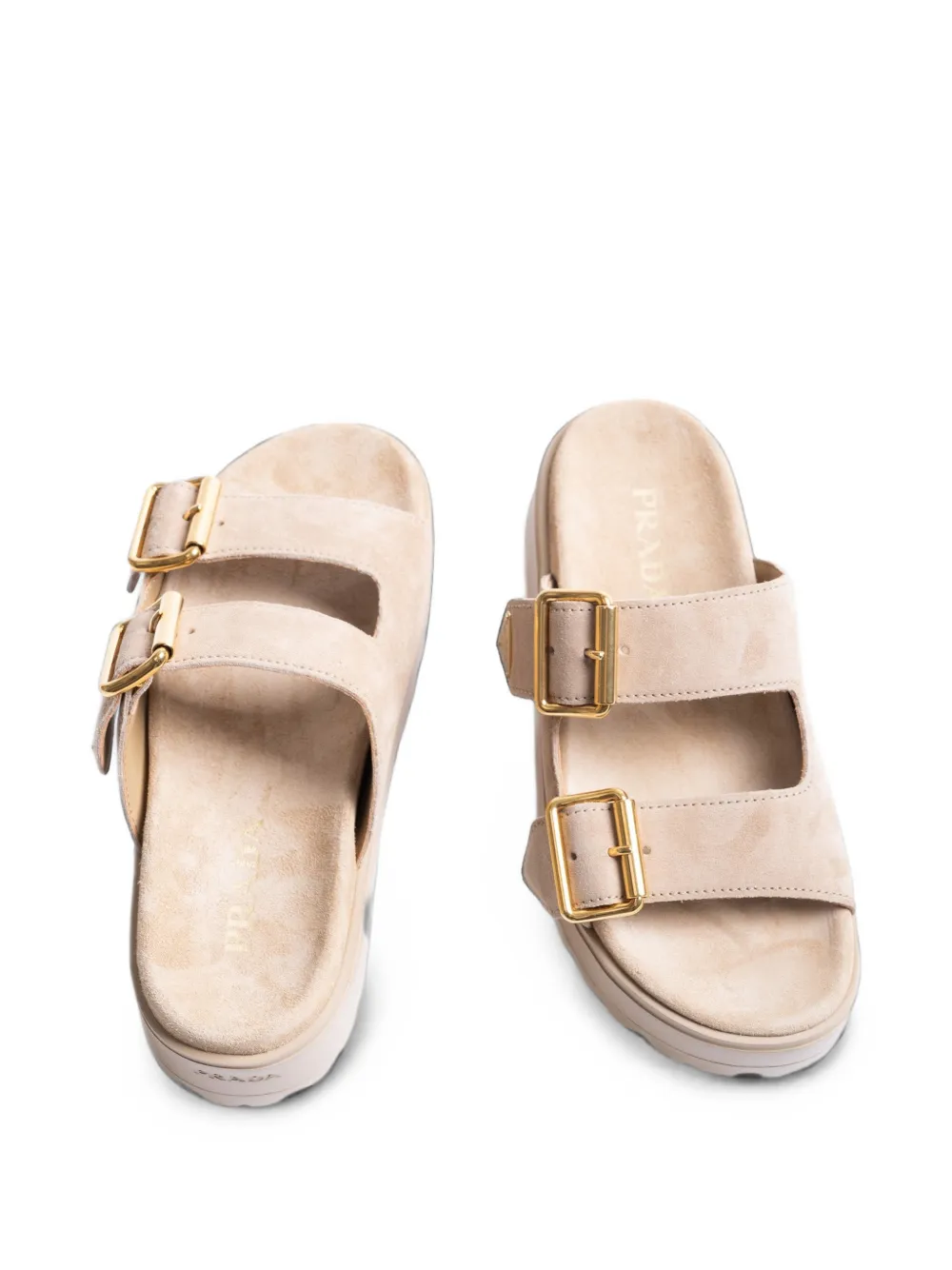 Prada buckle-fastening leather sandals Beige