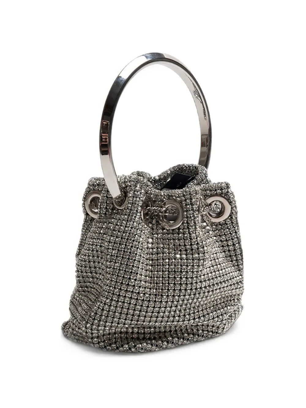 Jimmy Choo Bon mini-tas met mesh en kristallen Zilver