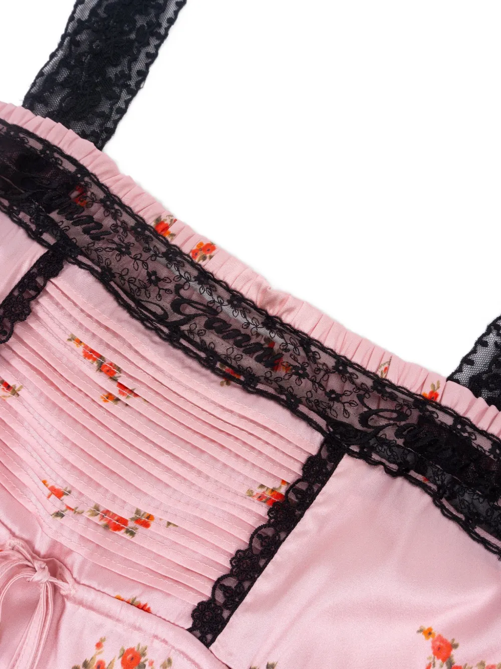 GANNI Top met bloemenprint en kanten afwerking Roze