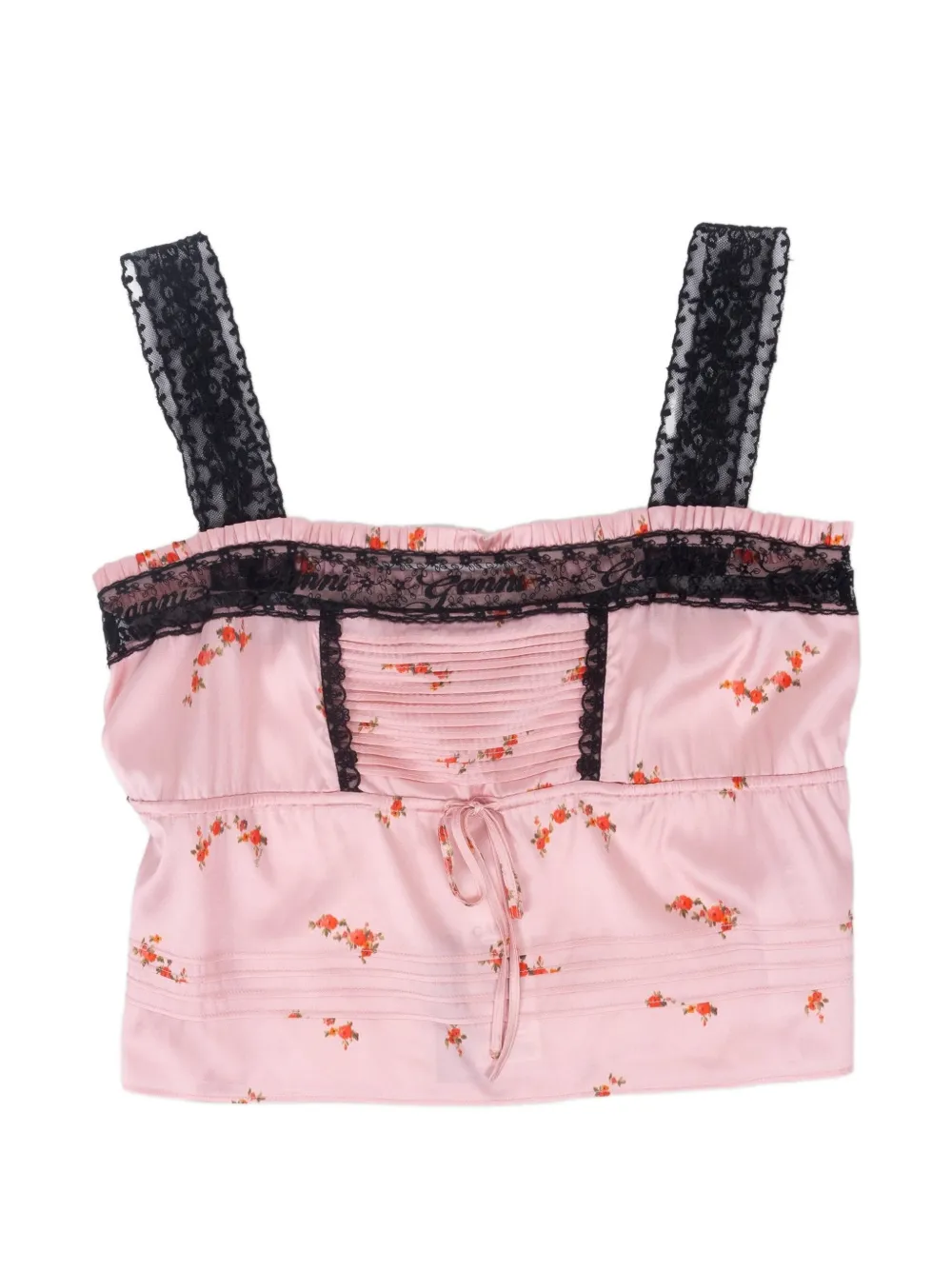 GANNI lace-trim floral-print top - Rosa