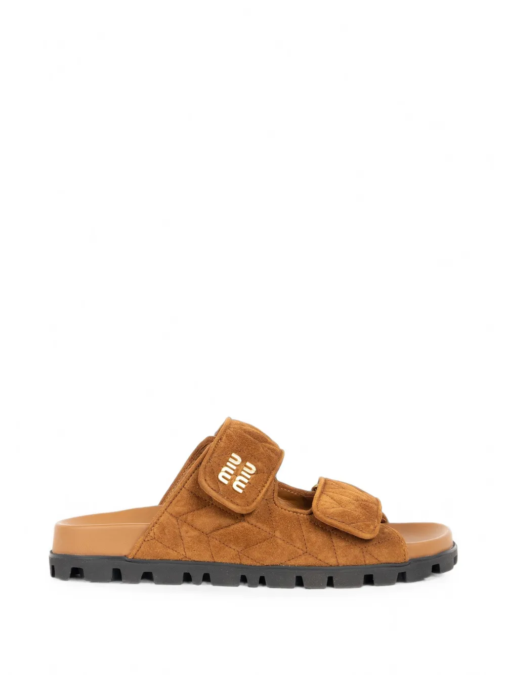 Miu Miu Gesteppte Sandalen mit Klettverschluss - Braun