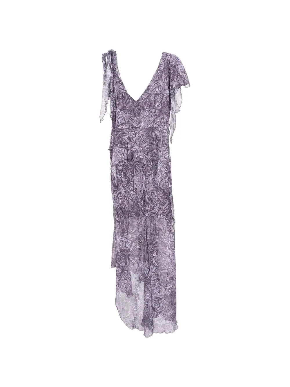 ISABEL MARANT Tylena jurk met ruches en abstracte print Paars
