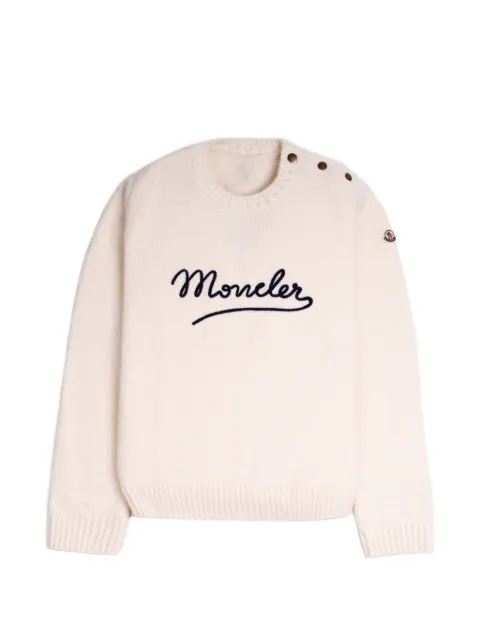 Moncler embroidered-logo button-shoulder sweater