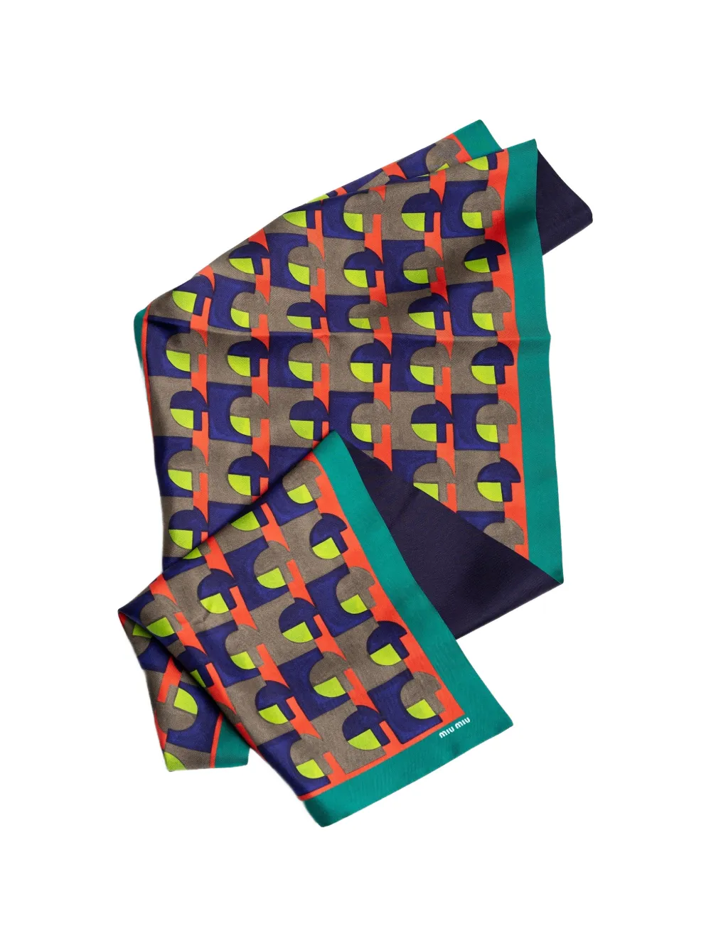 Miu Zijden sjaal met geometrische print Blauw
