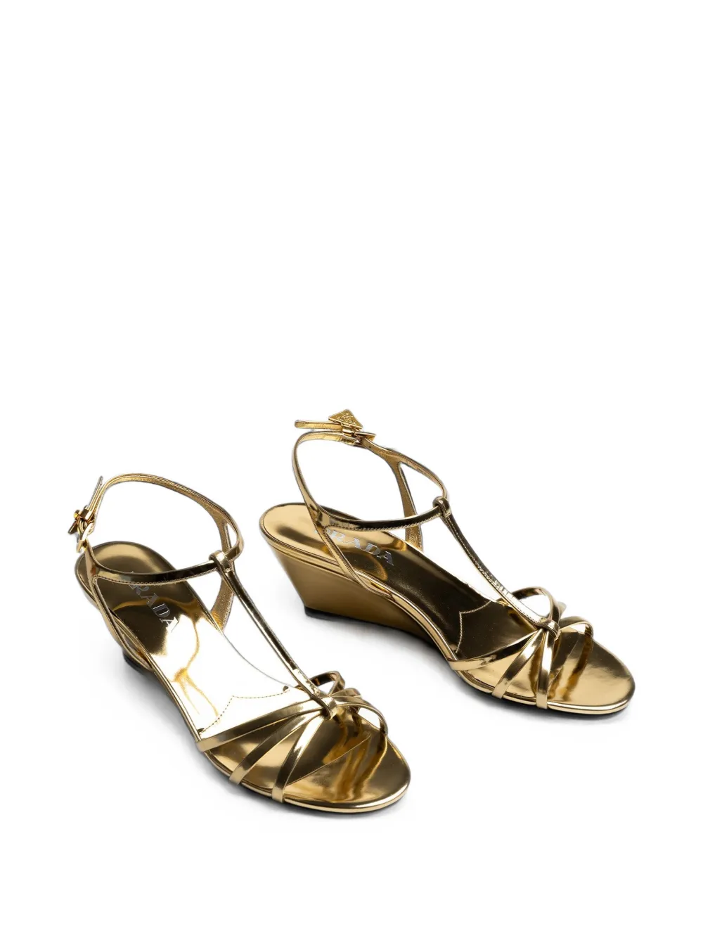 Prada metallic wedge sandals Goud