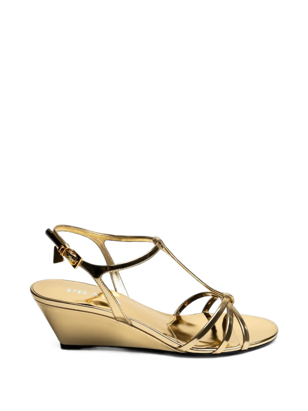 Prada metallic wedge sandals Goud