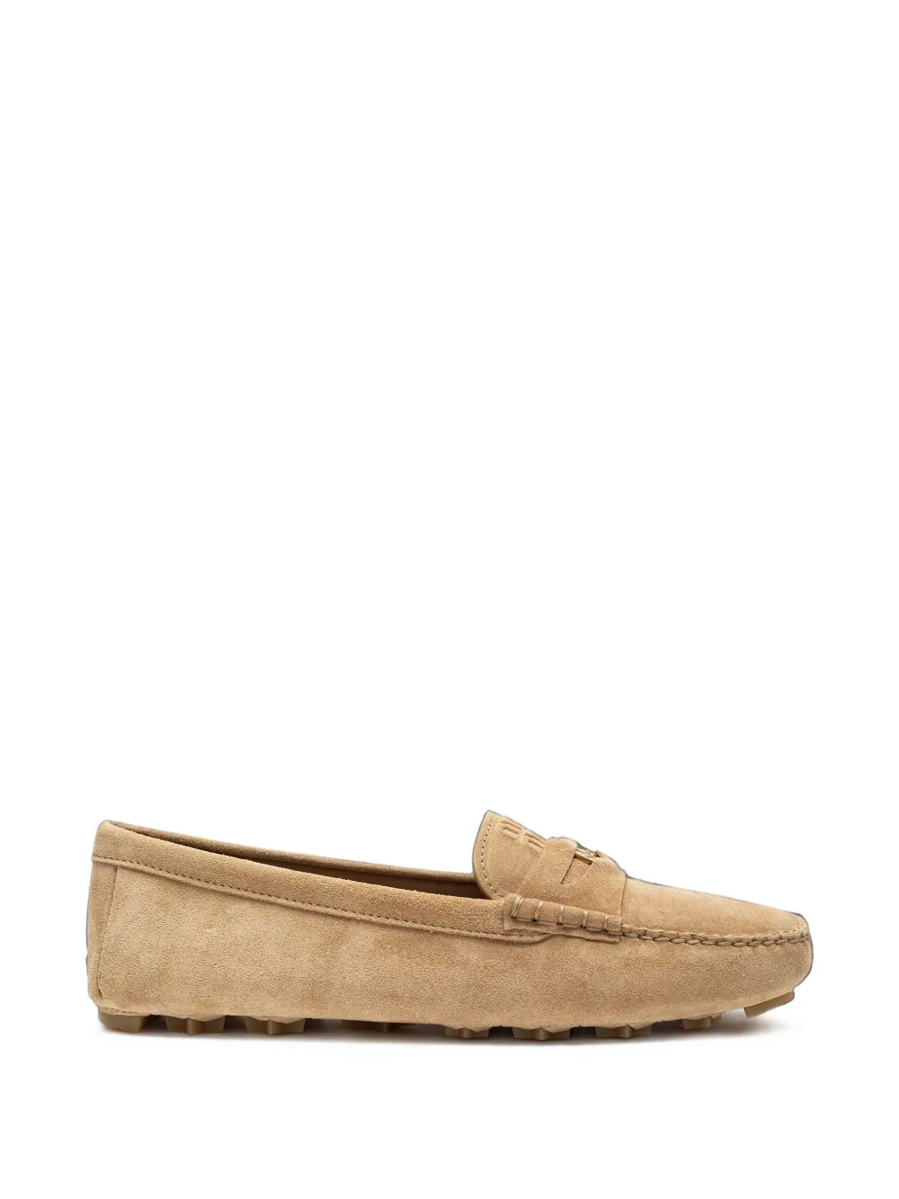 Miu Miu logo-embossed suede loafers - Toni neutri
