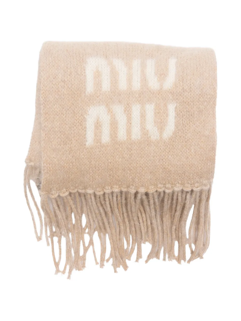 Miu Sjaal met logo-intarsia Beige