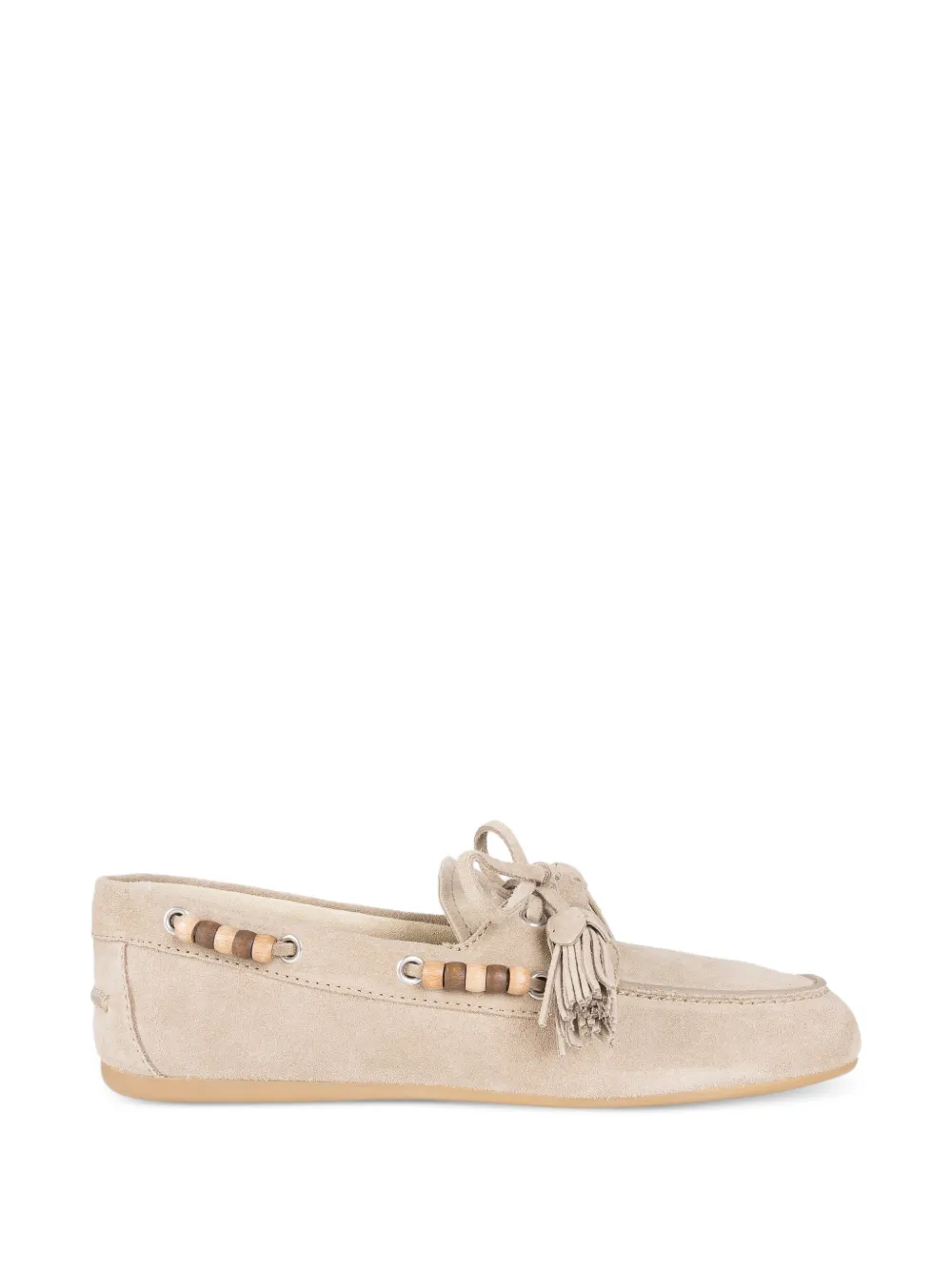 Miu Miu tassel-embellished wooden-bead loafers - Toni neutri