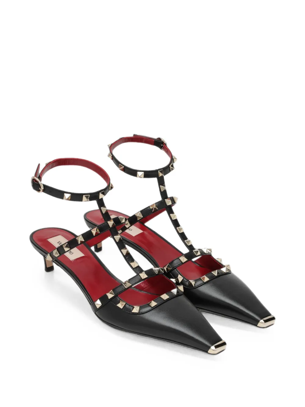 Valentino Garavani Rockstud Court Shoes in kid-leather 40mm Zwart