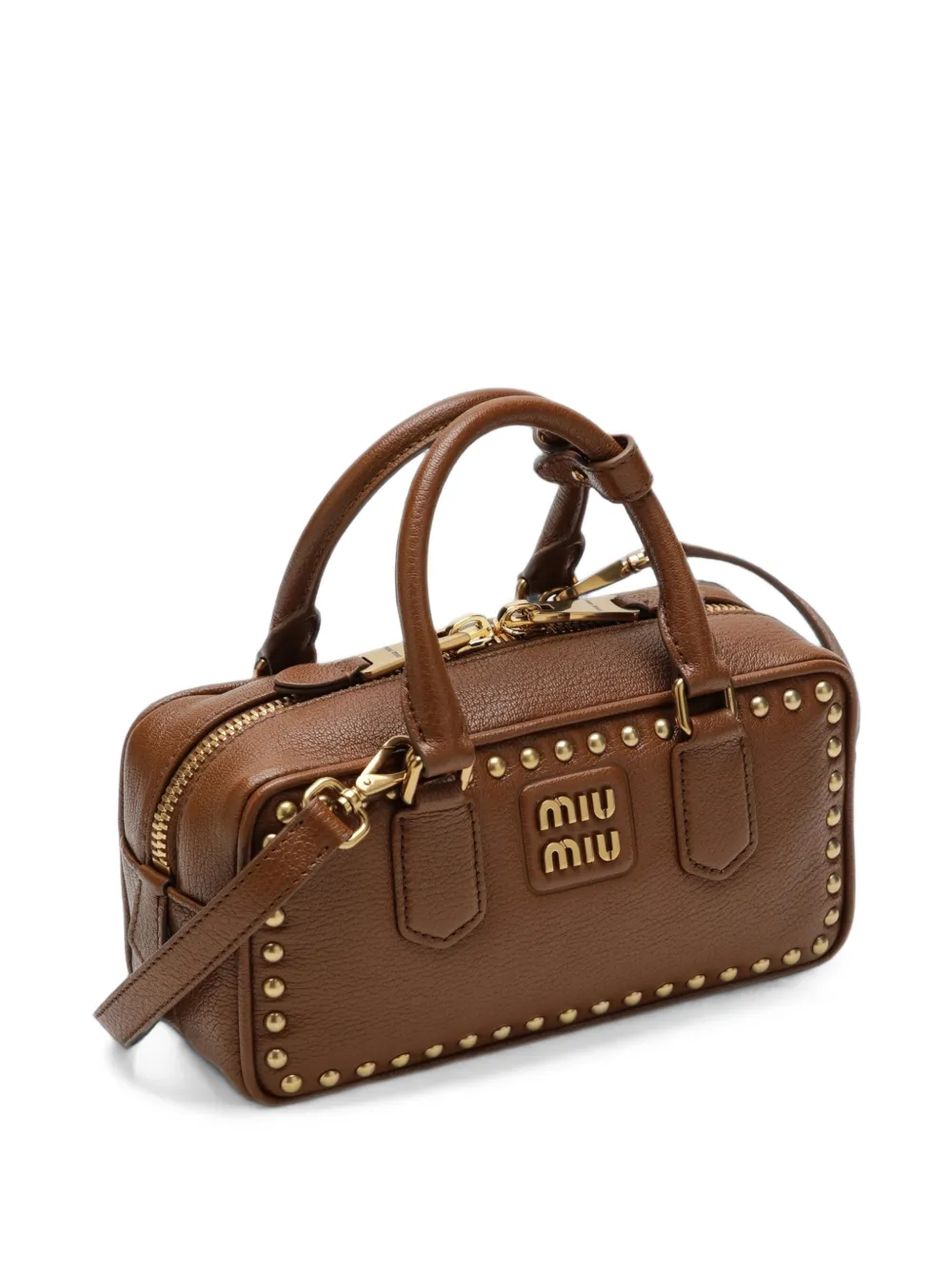 Miu Leren shopper met studs Bruin