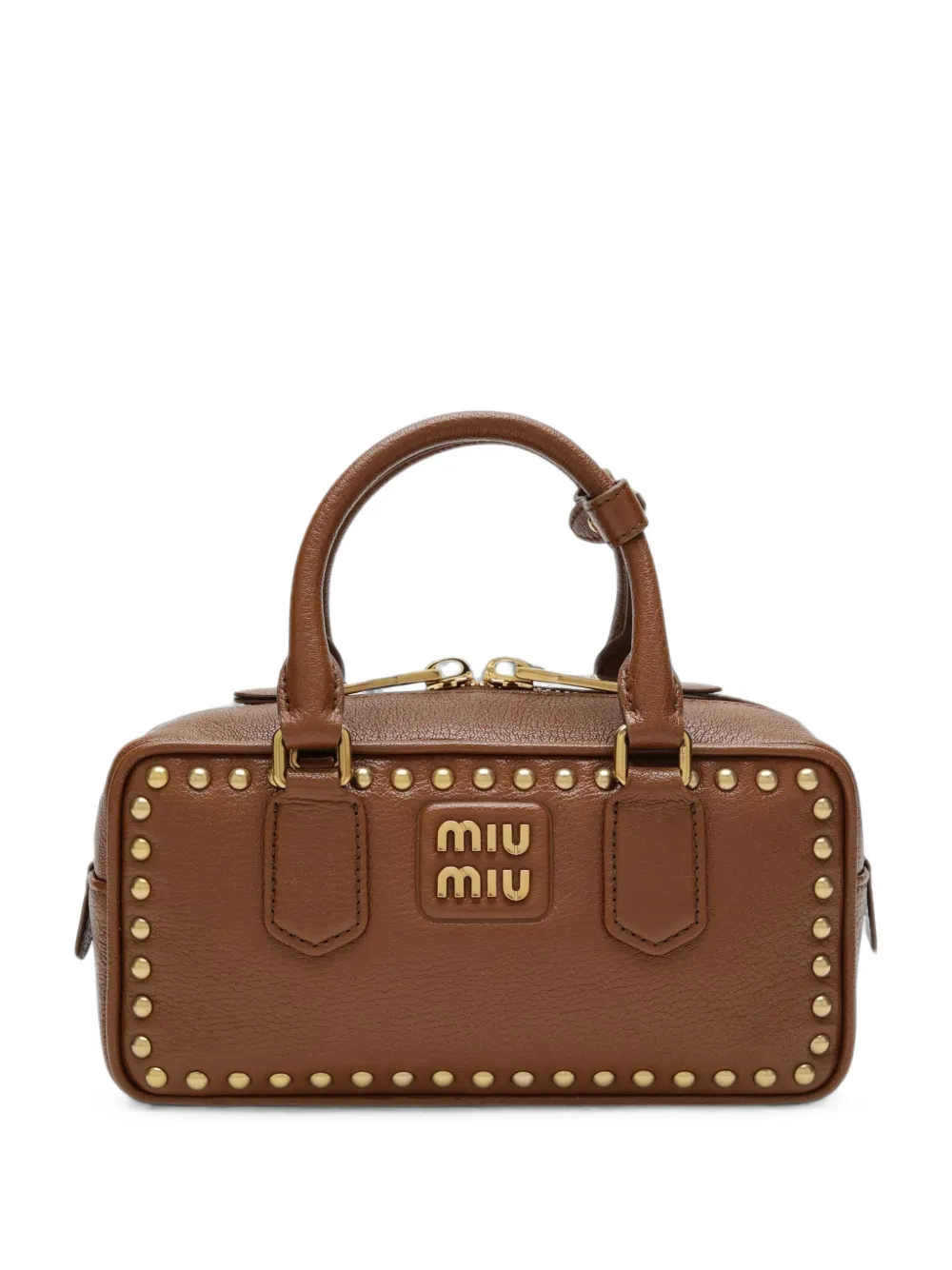 Miu Leren shopper met studs Bruin