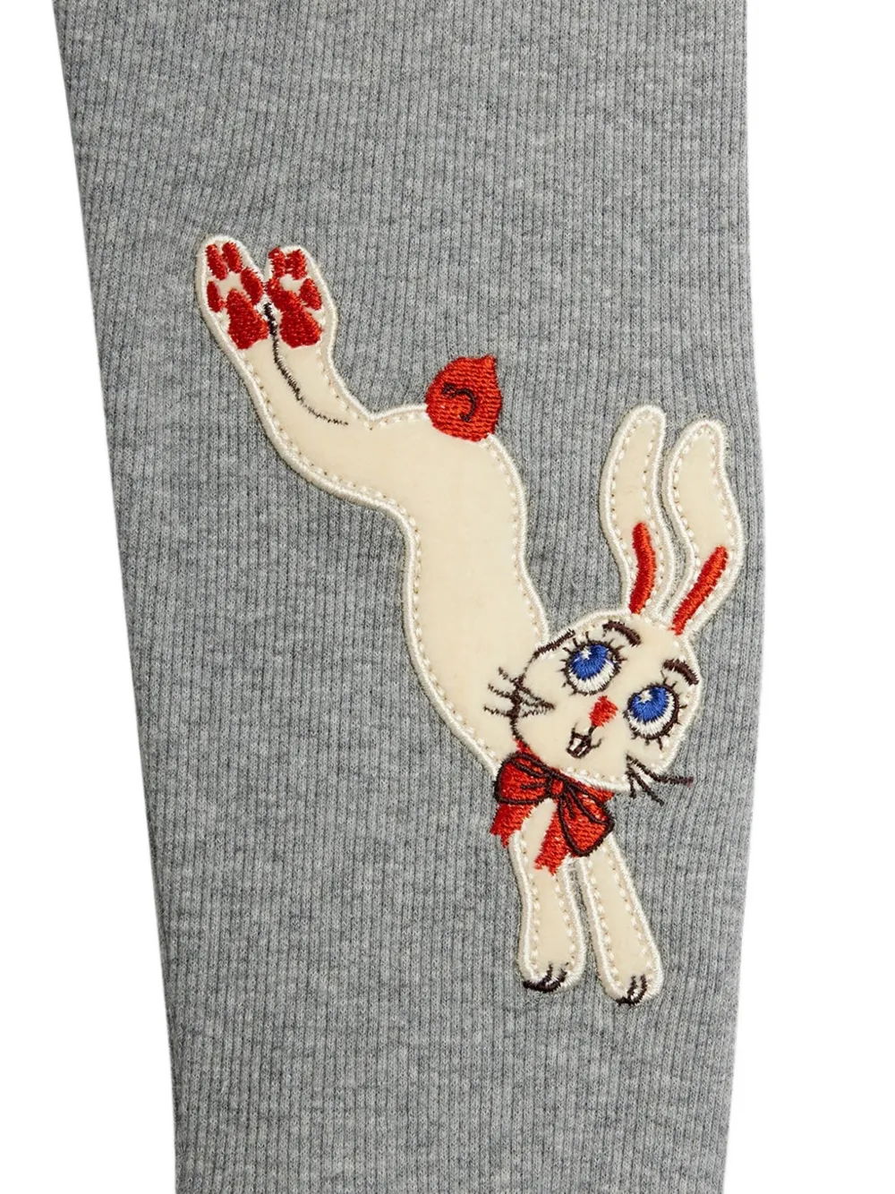 Mini Rodini Geribbelde legging met konijnen-patch Grijs