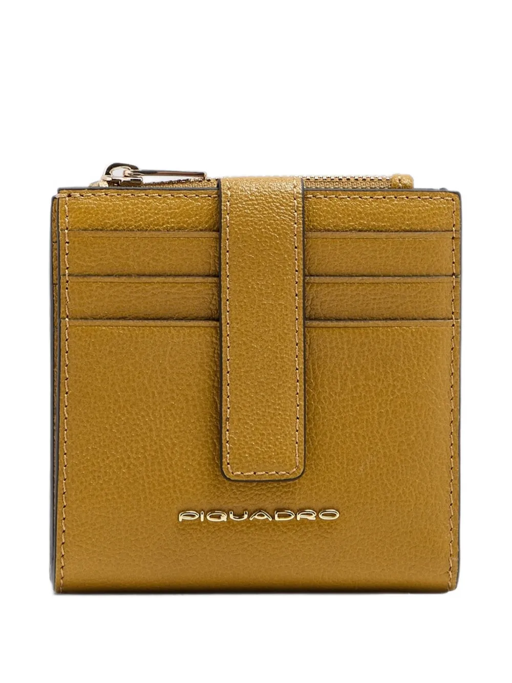 PIQUADRO logo-plaque zipped card holder - Giallo