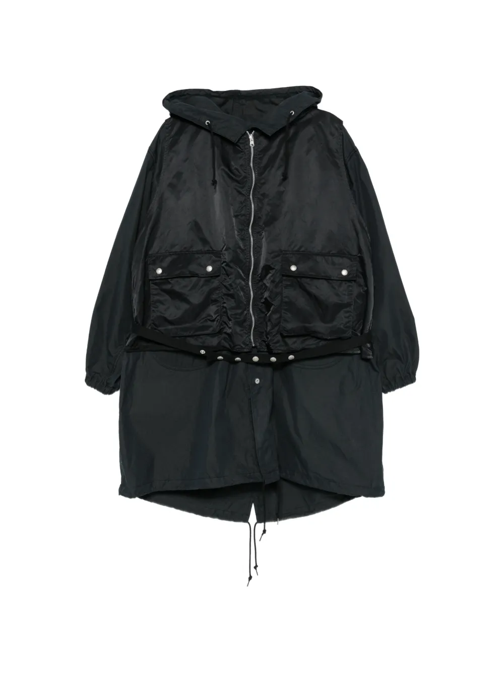 Comme des Garçons Homme layered hooded coat - Blu