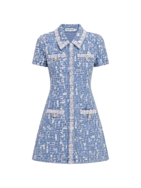 Self-Portrait textured pearl-embellished mini dress