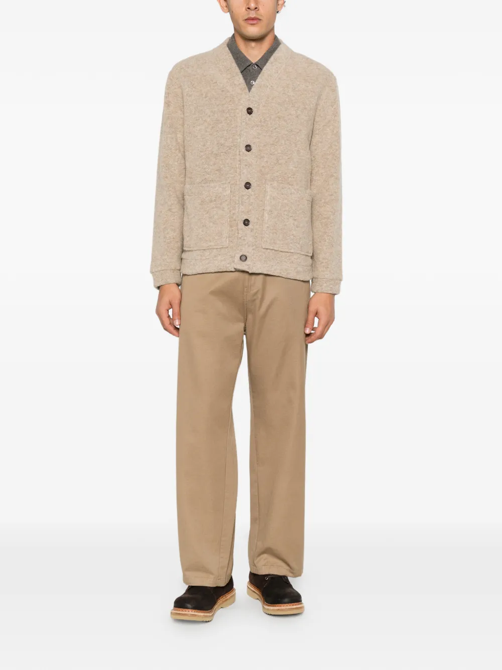Universal Works button-up wool cardigan Beige