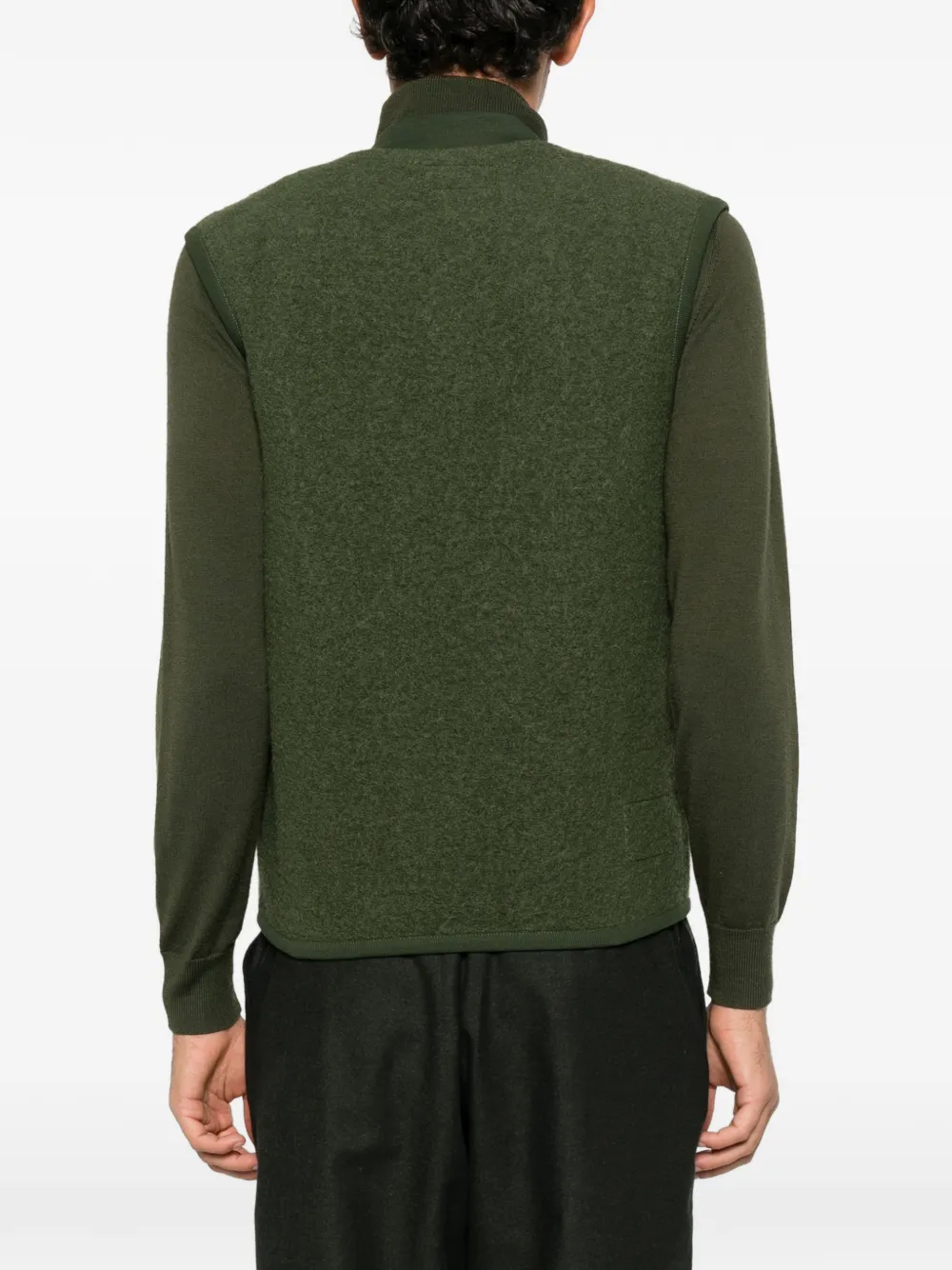 Universal Works pleated wool gilet Groen
