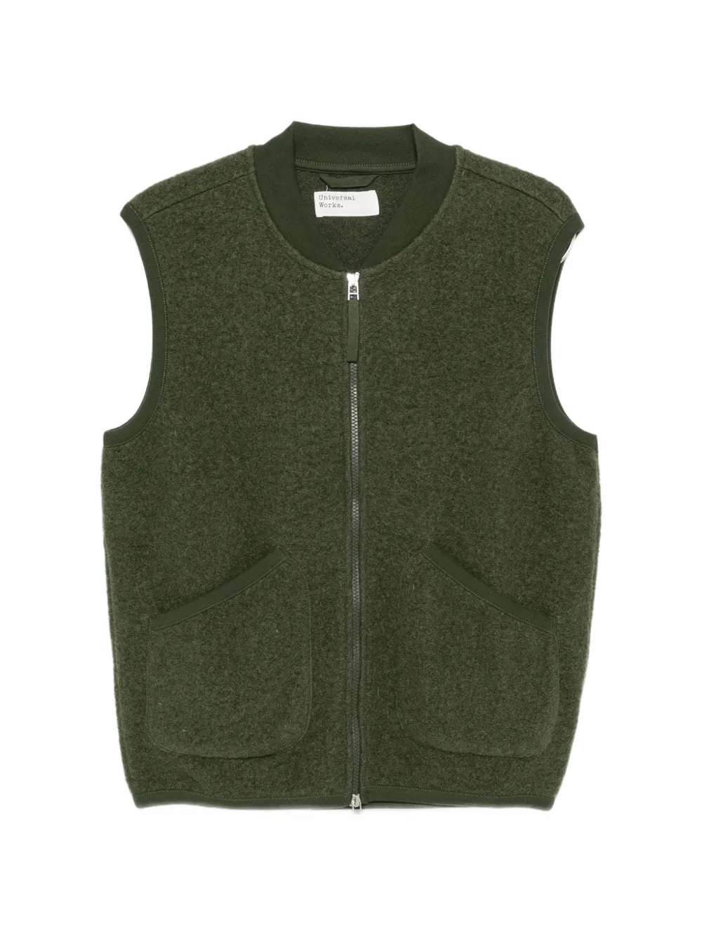 Universal Works pleated wool gilet Groen