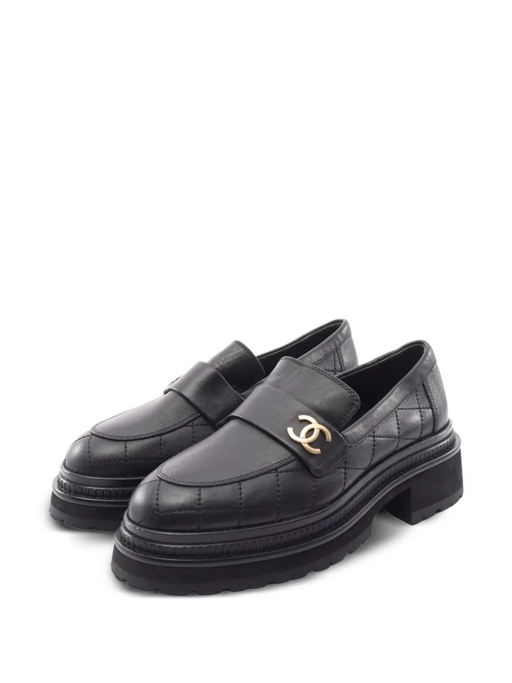 CHANEL Pre-Owned mocassins matelassés Coco Mark (1986-1988) - Noir CHANEL Pre-Owned mocassins matelassés Coco Mark (1986-1988) - Noir